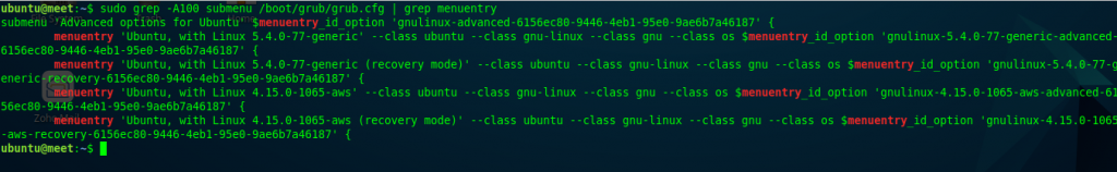 Menuentry kernel linux
