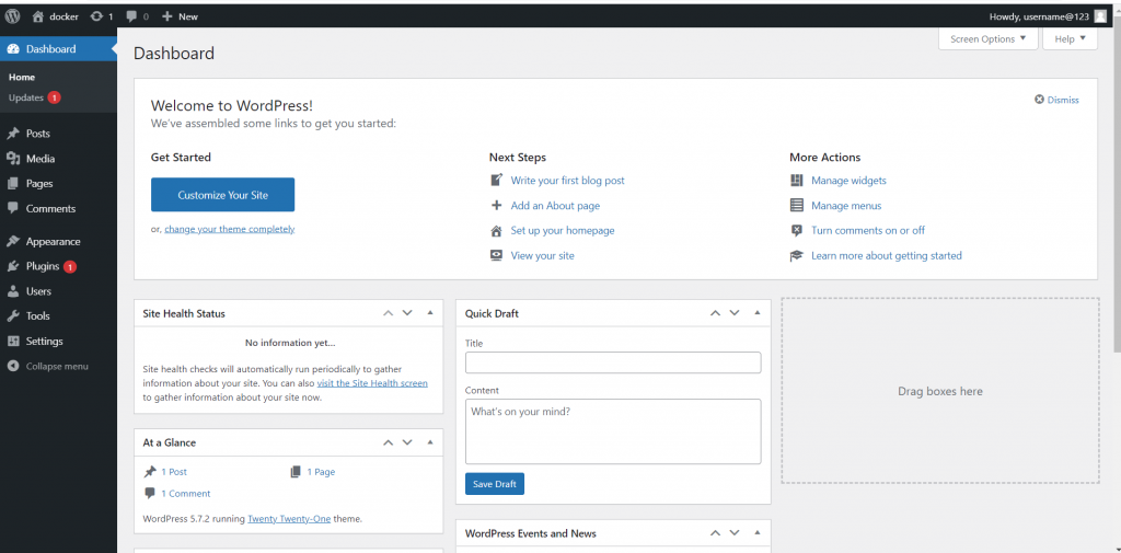 wordpress dashboard