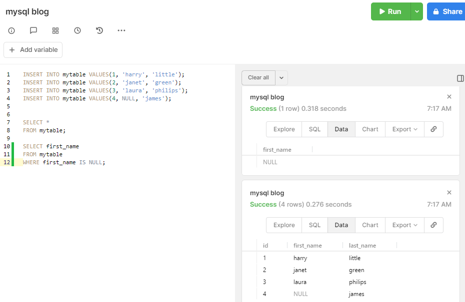 insert data into mysql table to be able to retrieve it for select statements. We retrieve data using select queries in mysql