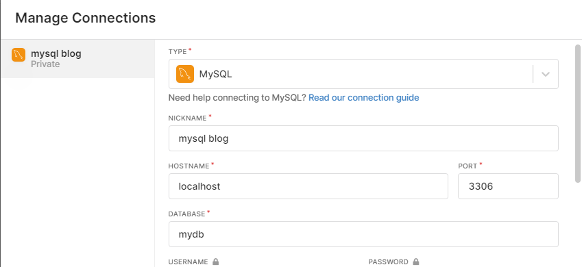 creating a database in mysql and establishing connection on popsql