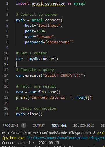 summary of all basic key operations in mysql connection with python including connect, cursor, execute, fetch and close.