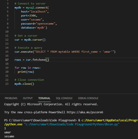 select one row or tuple of data from table mysql