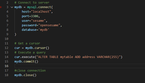 alter table structure in python