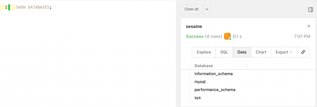 show database list in mysql