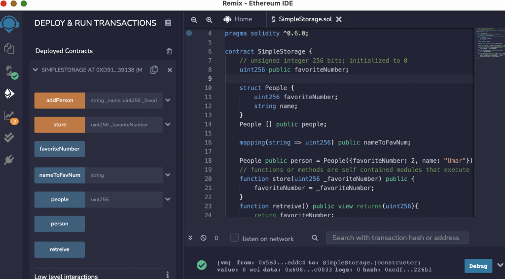 deploying smart contract in solidity remix ide