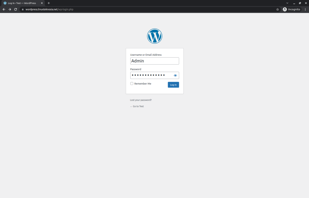 login to WordPress on k8s