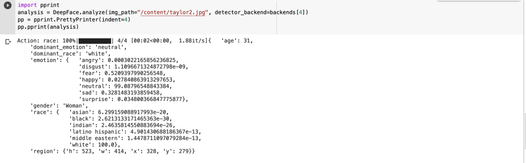 face analysis of Taylor Swift in python