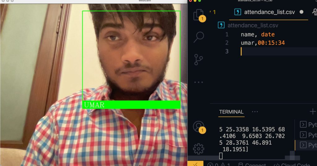 face recognitino python output