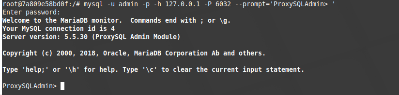 log in to mysql proxysql container