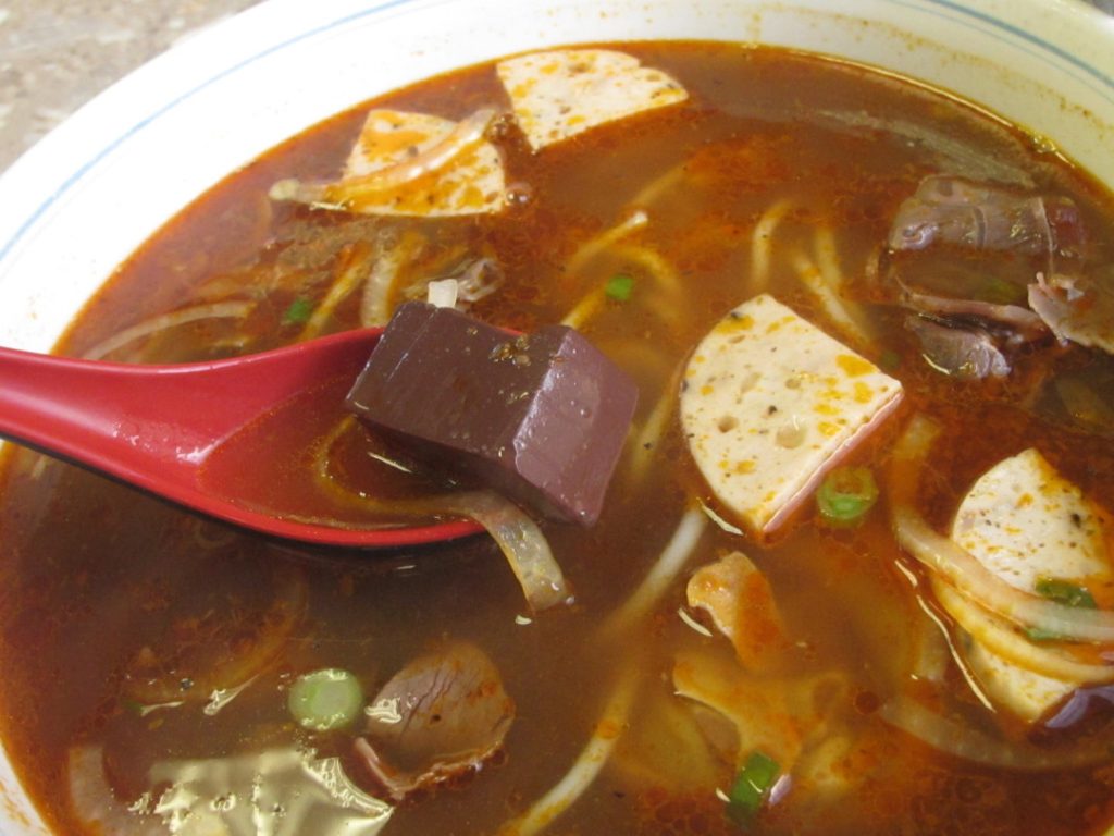 Pigs' blood is generally eaten in soup.