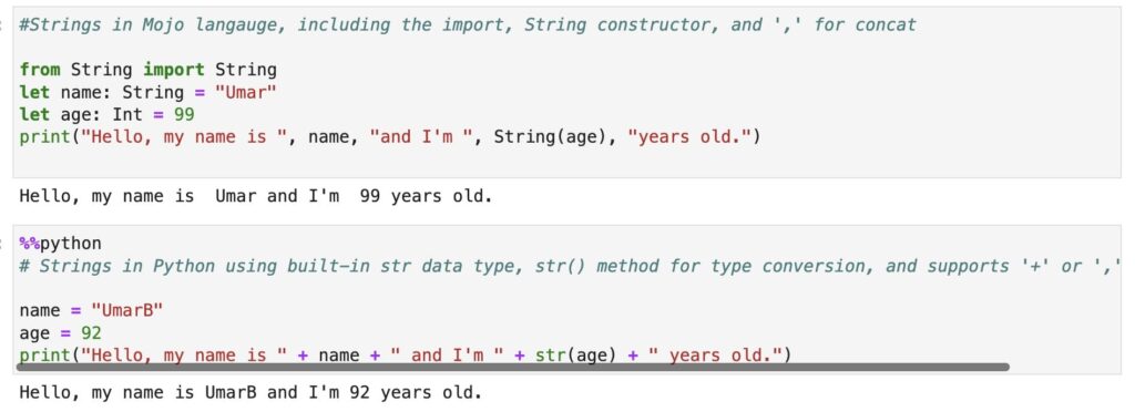 data types, integer, string in mojo programmng language