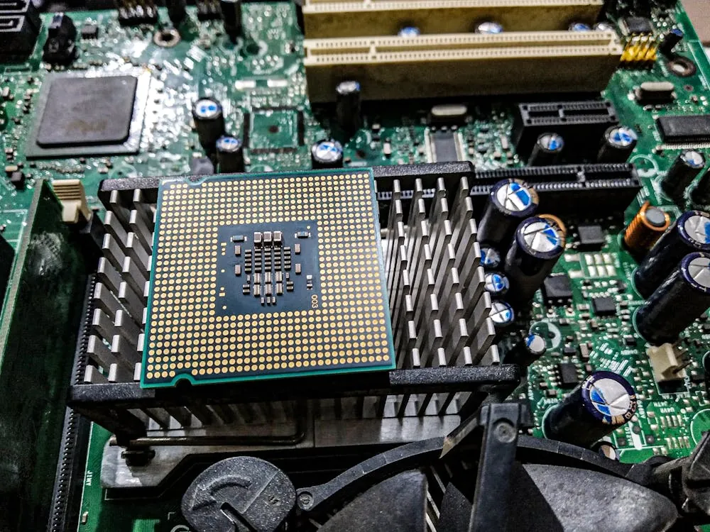 Close-up of a CPU on a motherboard representing hardware fault injection concepts.