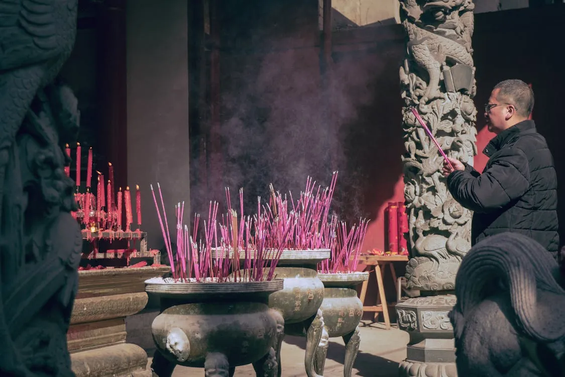 Incense burning at a Taoist temple