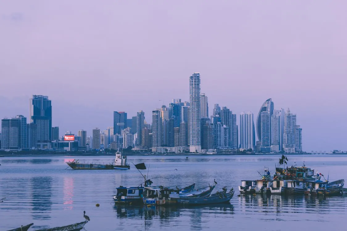 Panama City skyline at dusk, representing Panama's fast-track citizenship and pro-entrepreneur residency opportunities.