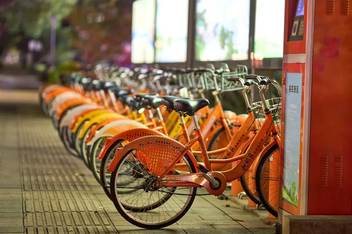 Shared bikes parked in Chinese city