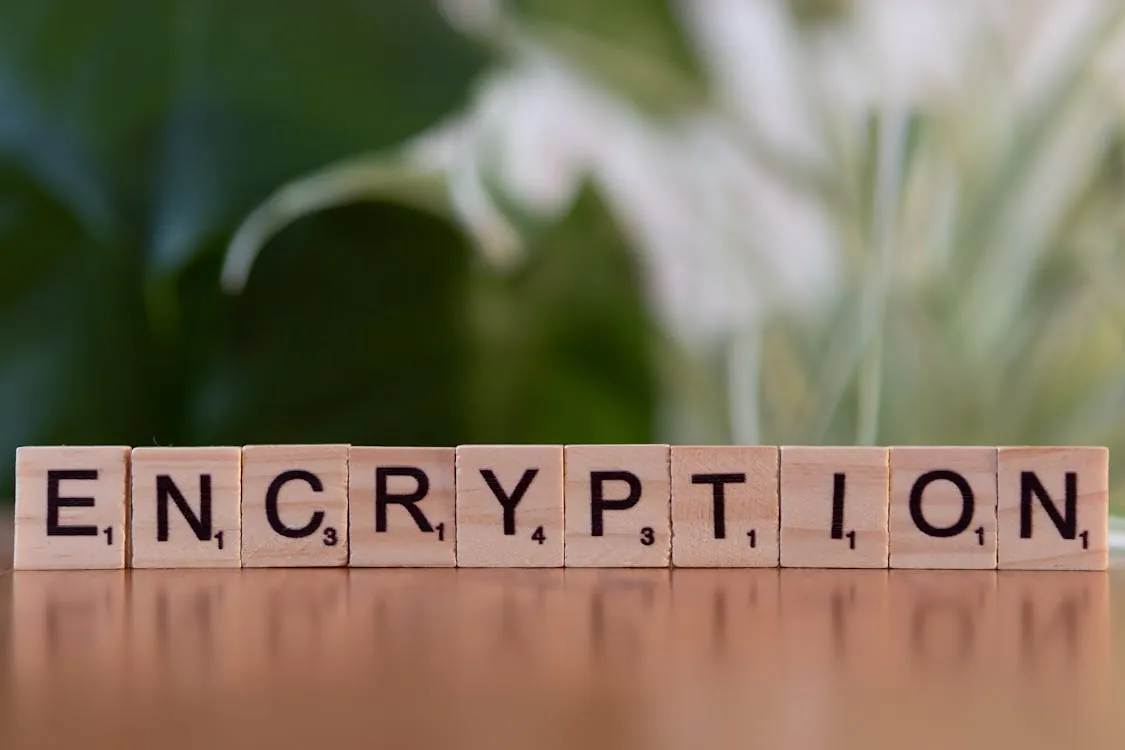 Scrabble tiles spelling ENCRYPTION