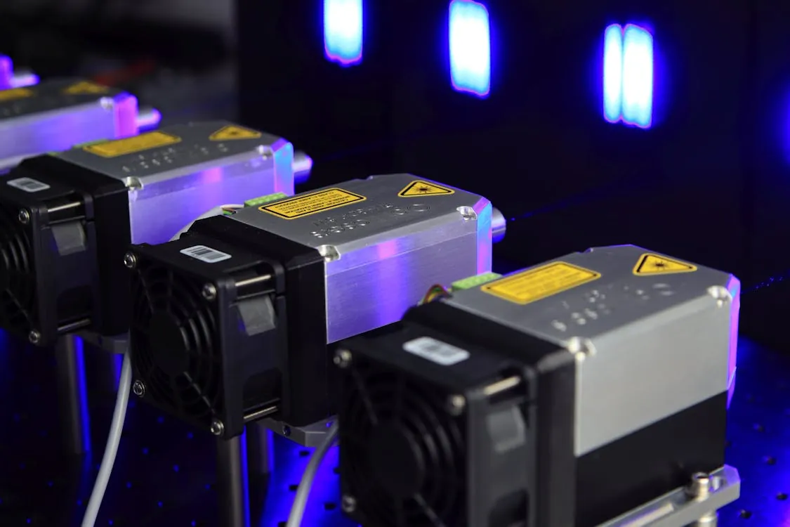 Rack of advanced photonics and electronics equipment