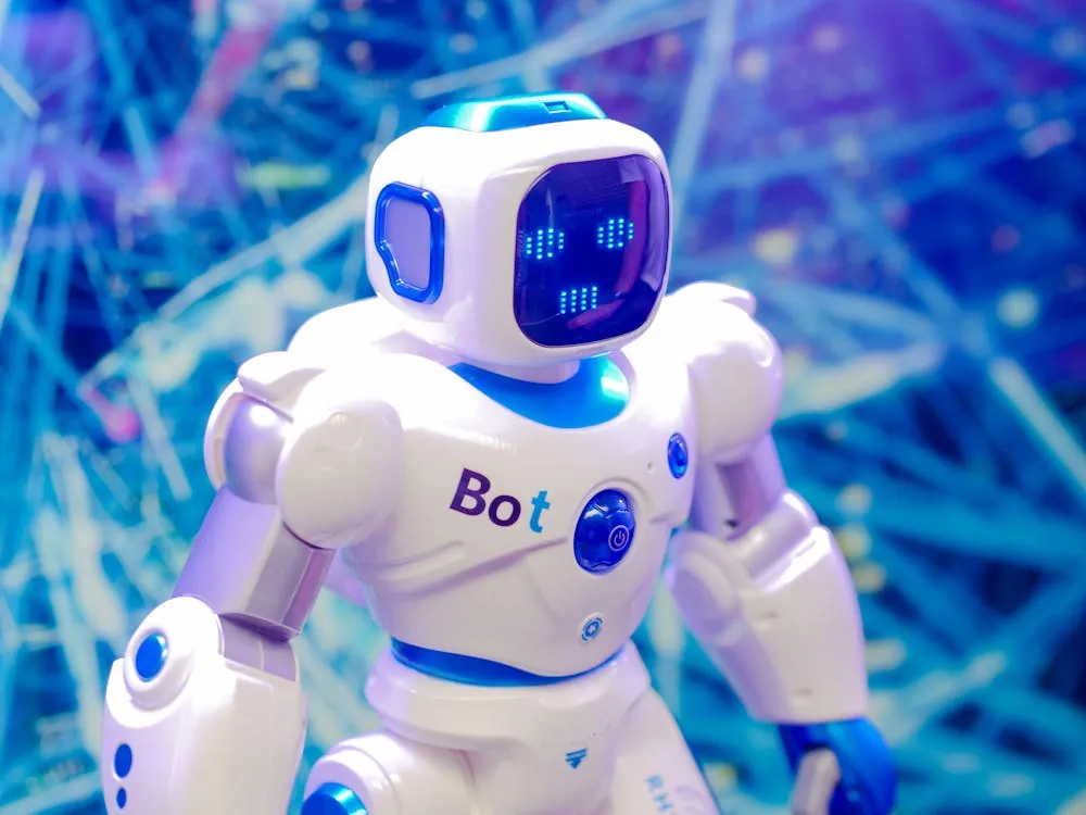 High-tech humanoid robot with LED face display, representing modern bots analyzing and overcoming obfuscated data.