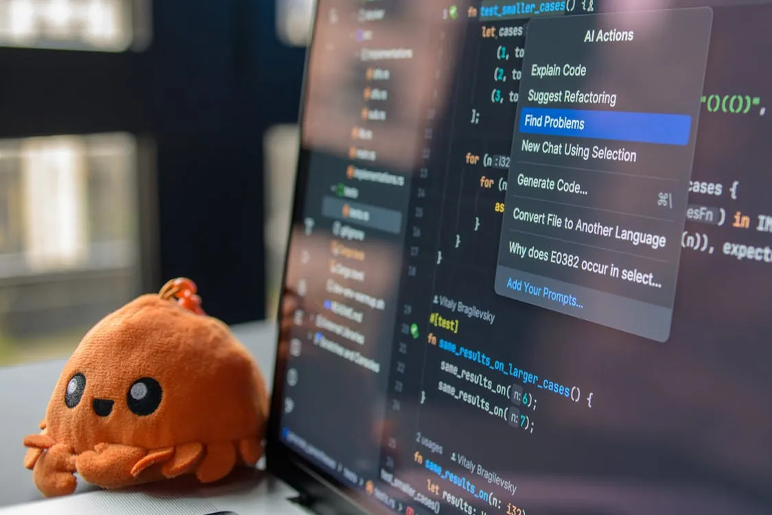 Developer working with AI tools in a modern workspace
