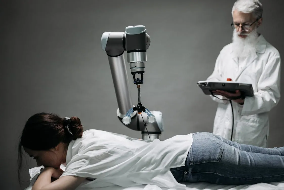 Doctor reviewing AI-generated results on a tablet, showing uncertainty in medical decision-making