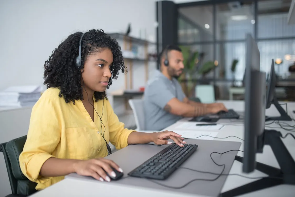 Customer service call center with agents and technology