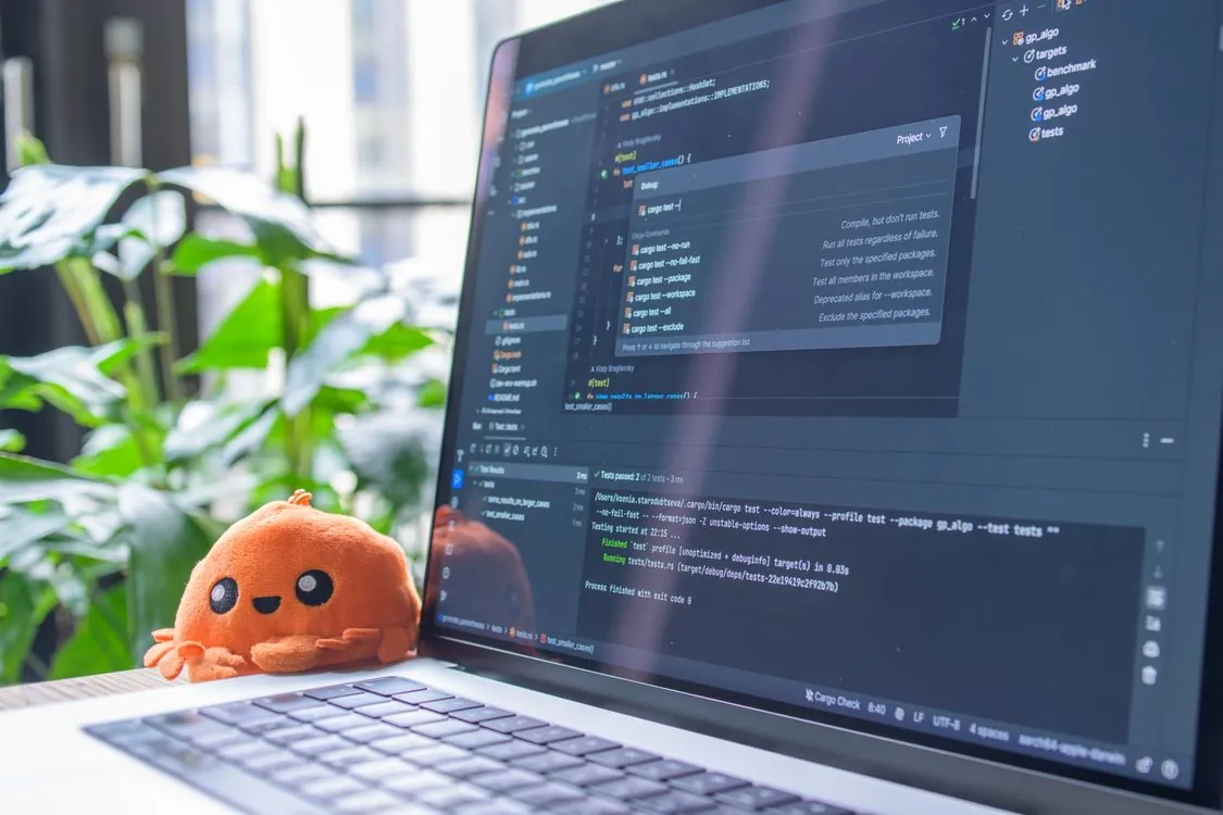 Developer workspace with multiple windows