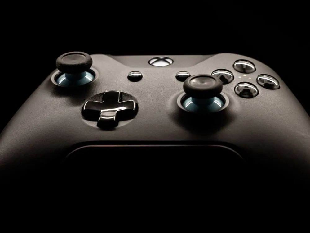 Closeup of gaming controller on desk