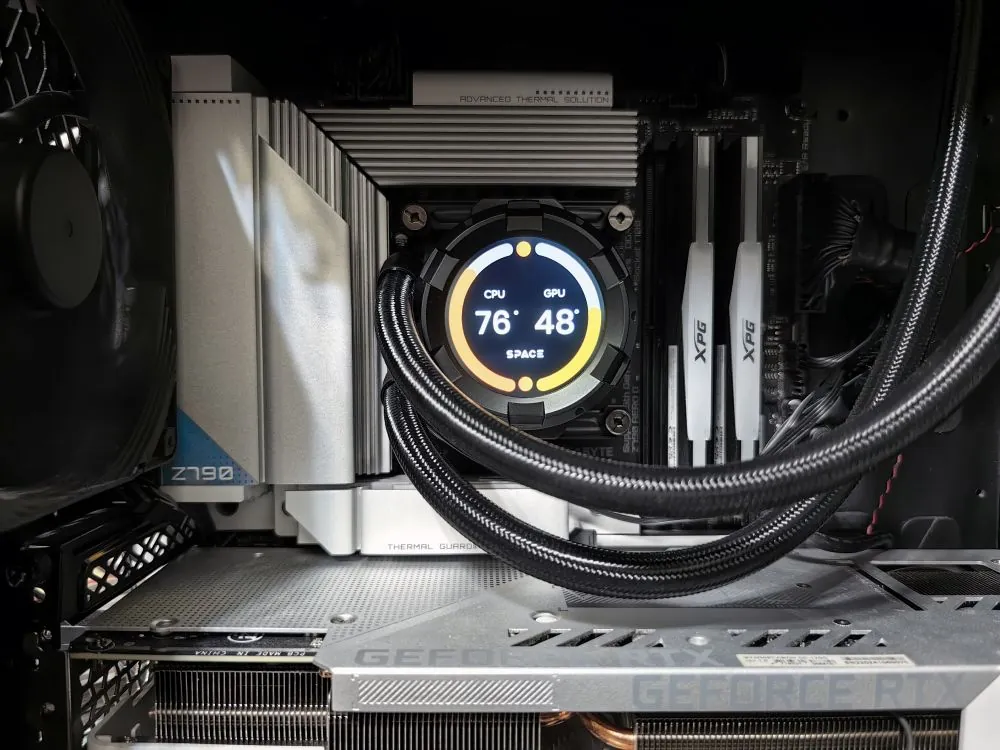 PC workstation build with GPU and cooling system for AI inference