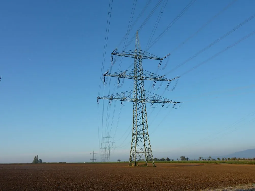 Electrical power transmission towers and lines representing critical infrastructure