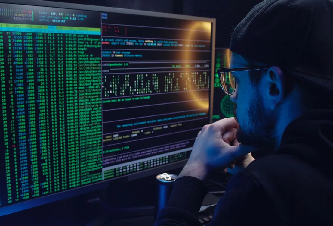 Developer working on debugging production server logs