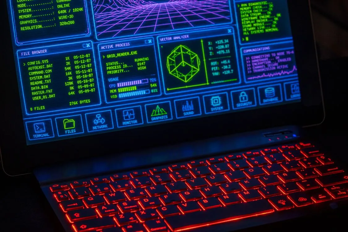Developer laptop showing SQLite database file on screen