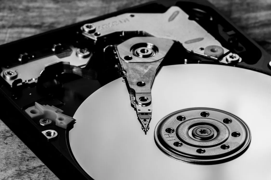 Open hard drive representing sparse disk image format