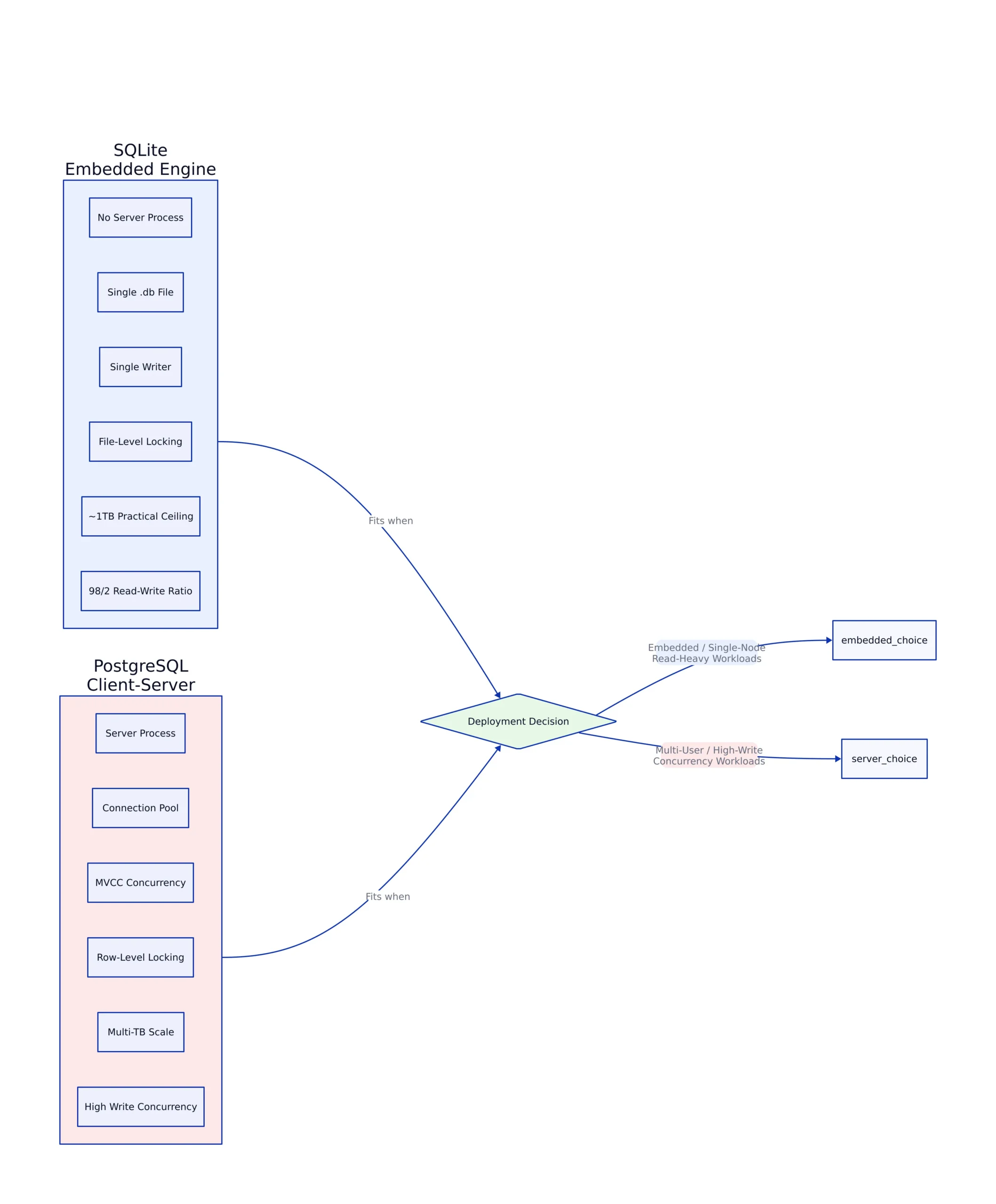 SQLite vs PostgreSQL 2026 architecture decision map