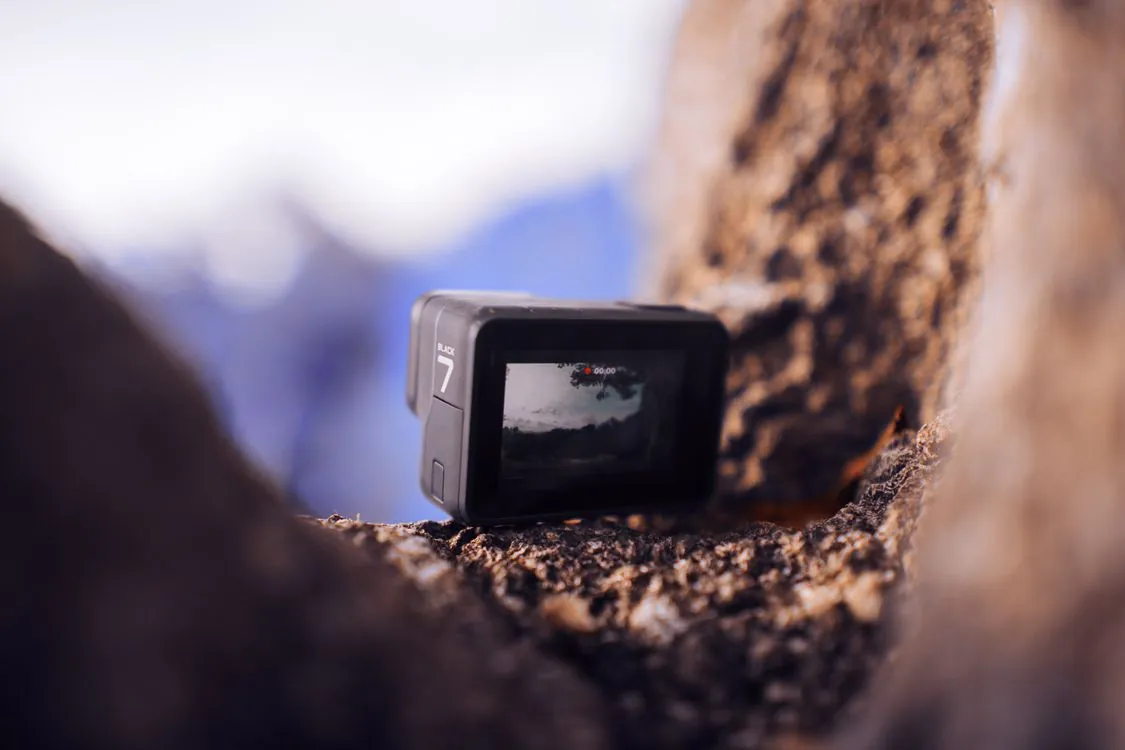 Action camera filming outdoor adventure