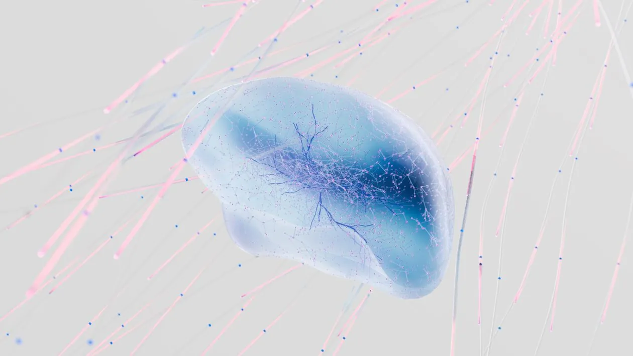 Abstract rendering of neural network nodes and connections